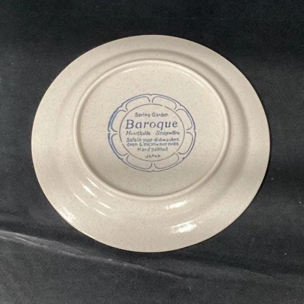 Hearthside Spring Garden Baroque Salad Plates, Set of 2 Vintage Floral Stoneware